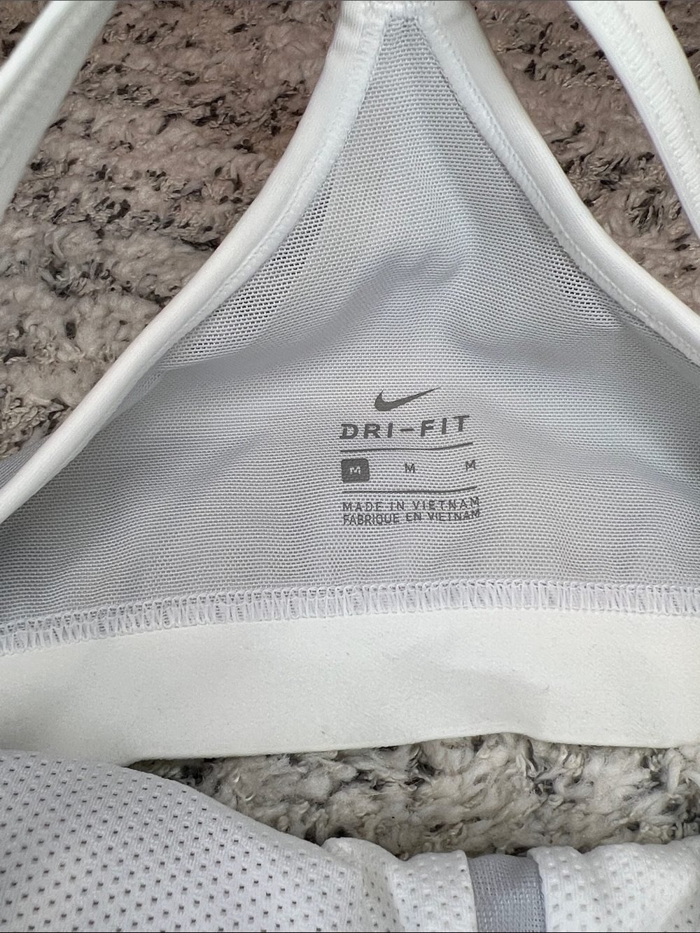 Like New Nike White Sports Bra with Light Gray Swoosh Logo - Picture 2 of 6